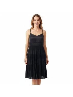 Simon Chang Pleated Black Dress Size 6